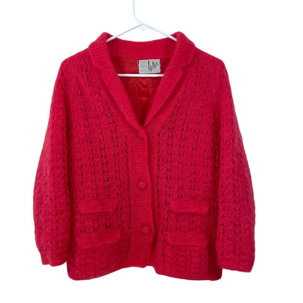 Vintage Mohair Knit Blazer Fully Lined  Size S? Magenta Pockets‎ by Kelly Denver